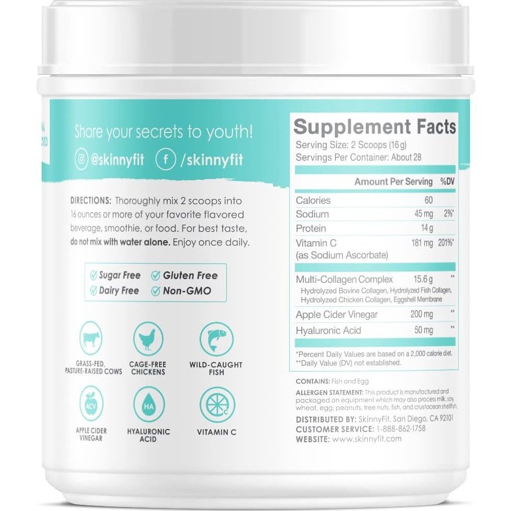 SkinnyFit Super Youth Plus Multi-Collagen Peptides Unflavored Collagen NEW Skinny Fit