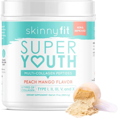 SkinnyFit Super Youth Multi-Collagen Peptides Peach Mango Flavor NEW Skinny Fit