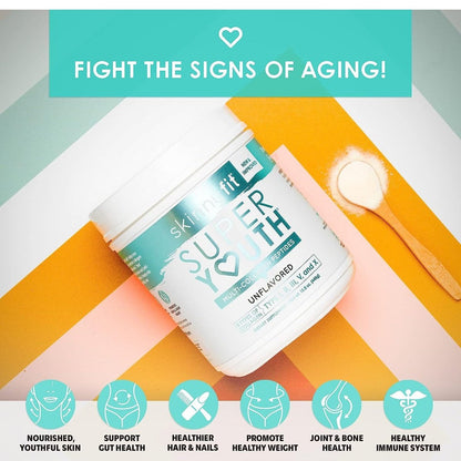 SkinnyFit Super Youth Plus Multi-Collagen Peptides Unflavored Collagen NEW Skinny Fit