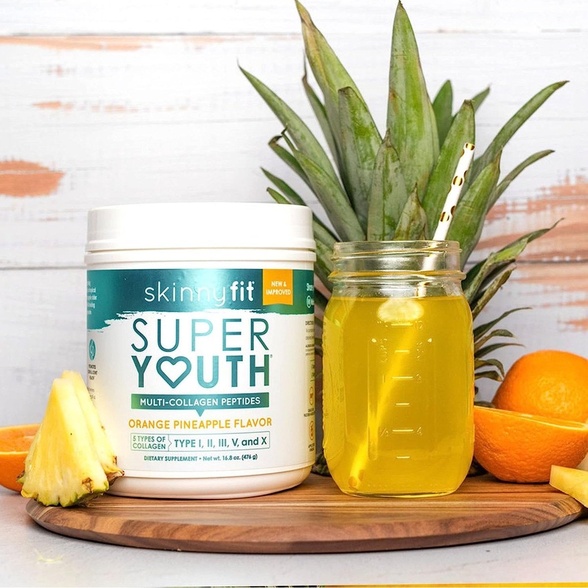 SkinnyFit Super Youth Multi-Collagen Peptides Orange Pineapple NEW Skinny Fit