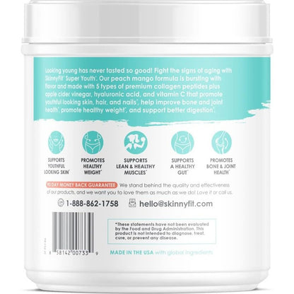 SkinnyFit Super Youth Multi-Collagen Peptides Peach Mango Flavor NEW Skinny Fit