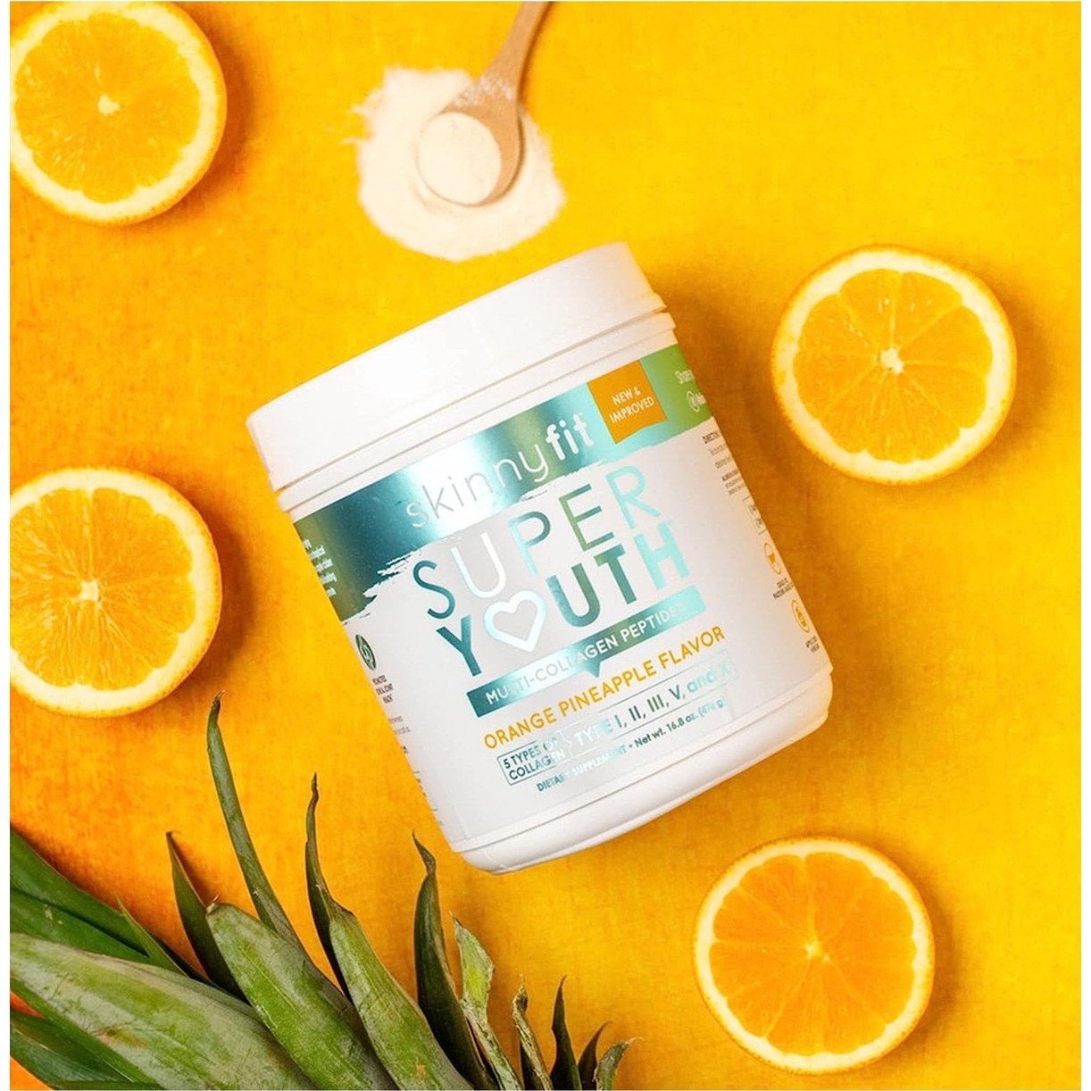 SkinnyFit Super Youth Multi-Collagen Peptides Orange Pineapple NEW Skinny Fit
