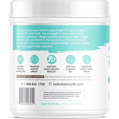 SkinnyFit Super Youth Plus Multi-Collagen Peptides Chocolate Flavor Collagen NEW Skinny Fit