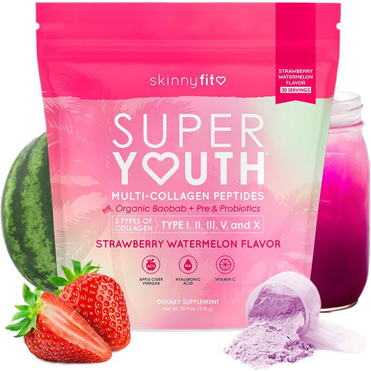 Skinnyfit - Super Youth Multi - Collagen Peptides + Organic Baobab and Probiotics - Strawberry Watermelon Flavor - Ryan Rocks Outdoor Adventures Inc